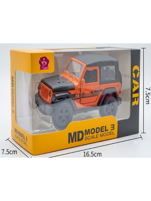 Mahindra Thar Die-Cast Metal Toy Car – Orange 4x4 SUV Model with Rubber Tyres, Openable Engine Hood & Detailed Interior for Kids & Collectors TV6334