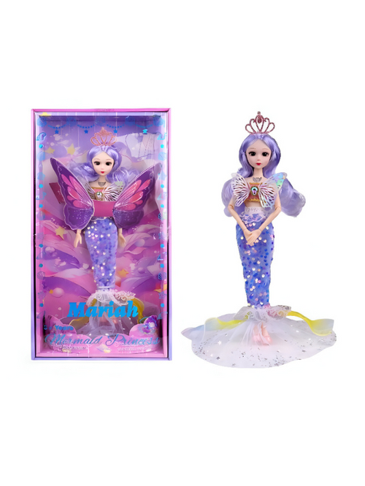 Lavender - Mariah Mermaid Princess Doll with Butterfly Wings |Barbie Inspired Magical Fashion Toy with Glittering Dress | Perfect Role Play Gift for Girls LMI13133.