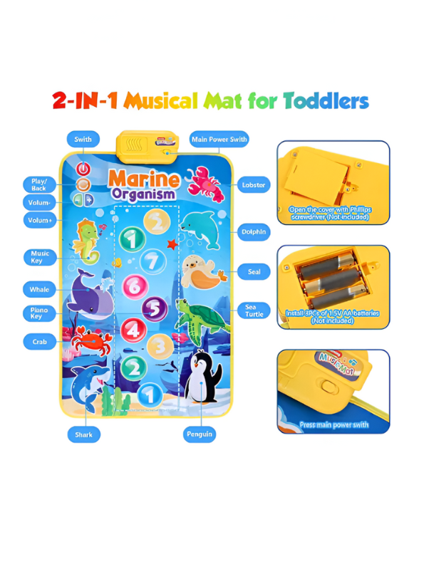 Marine Organism Learning Mat – Interactive Sea Animal & Number Sound Toy for Toddlers | Educational Ocean Play Mat with Talking Sea Creatures LMI15394.