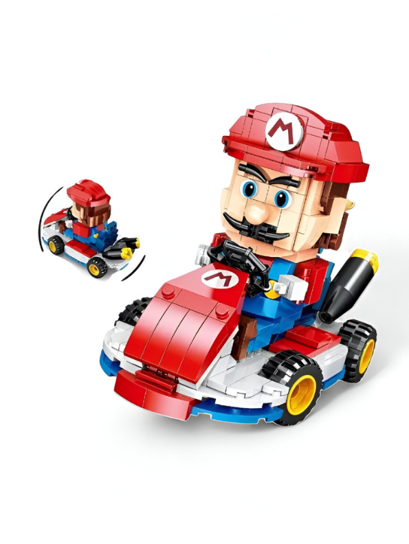Mario Kart Style Building Block Set – Mini Figure Racer Toy for Kids & Adults | DIY Go-Kart Brick Set TV5254.