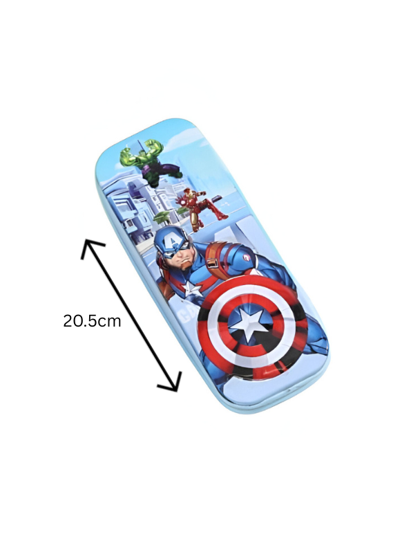 Marvel Avengers Metal Pencil Box | Captain America Superhero Tin Case | Durable Back to School Stationery for Boys NOVHBC-1881229.