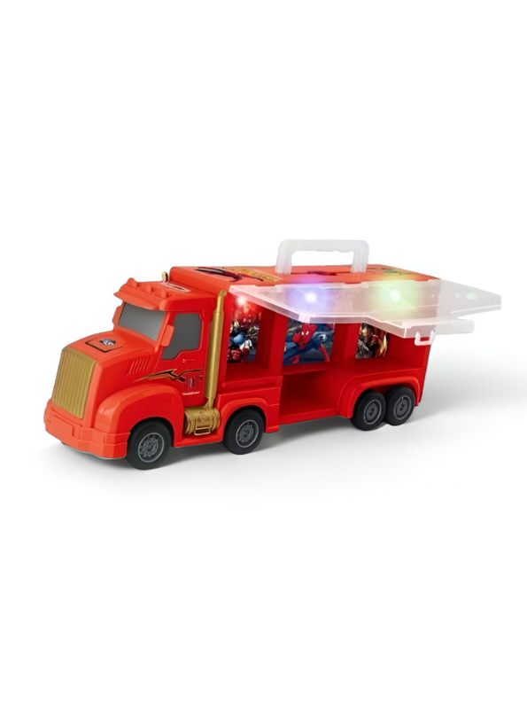 Marvel Spider-Man Carrier Truck Playset with 4 Superhero Racing Cars LMI15826.