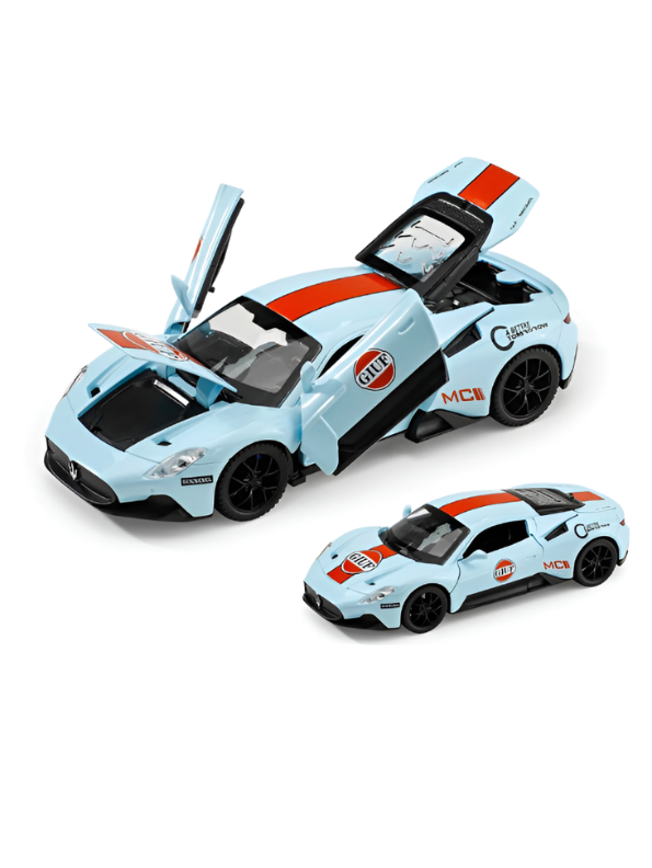 Maserati MC20 Gulf Edition Diecast Car 1:32 Scale – Limited Edition Luxury Sports Car Model Replica TV6289 - Free Car Inside.
