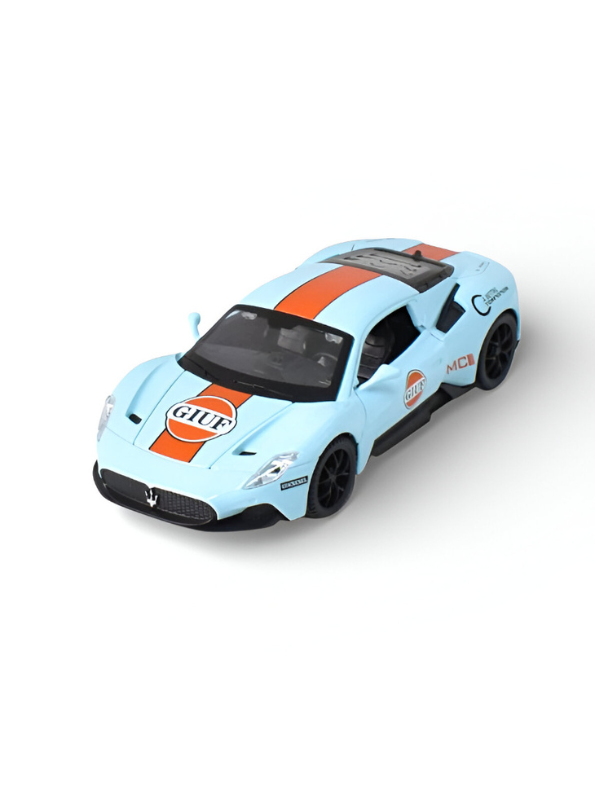 Maserati MC20 Gulf Edition Diecast Car 1:32 Scale – Limited Edition Luxury Sports Car Model Replica TV6289 - Free Car Inside.