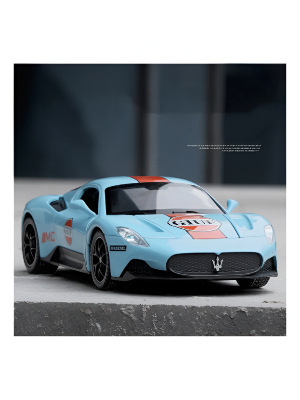 Maserati MC20 Gulf Edition Diecast Car 1:32 Scale – Limited Edition Luxury Sports Car Model Replica TV6289 - Free Car Inside.
