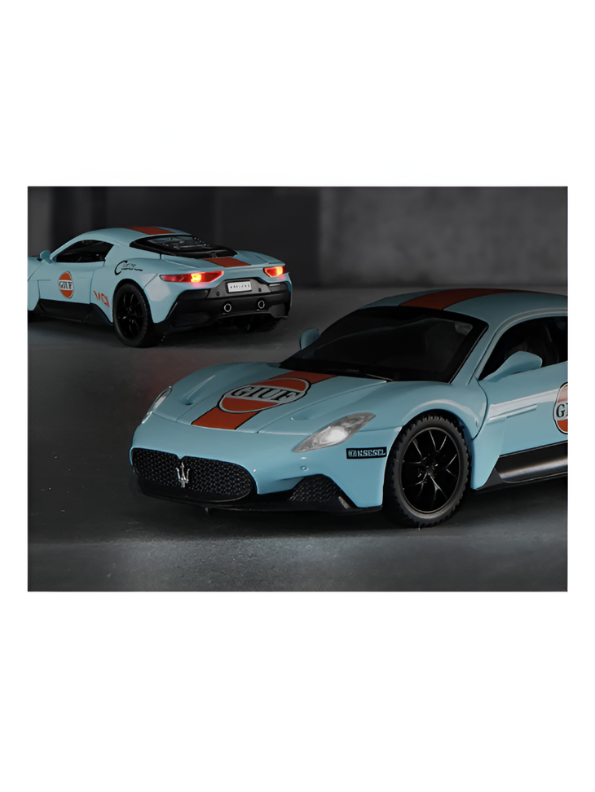 Maserati MC20 Gulf Edition Diecast Car 1:32 Scale – Limited Edition Luxury Sports Car Model Replica TV6289 - Free Car Inside.