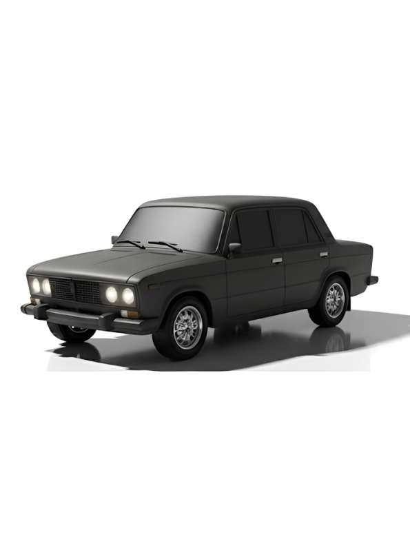 Matte Black Vintage RC Sedan 1:43 Scale with Working Headlights & Rechargeable Battery TV6344