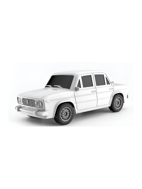 Matte White Vintage RC Sedan 1:43 Scale with Working Headlights & Rechargeable Battery TV6344