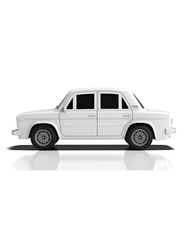 Matte White Vintage RC Sedan 1:43 Scale with Working Headlights & Rechargeable Battery TV6344