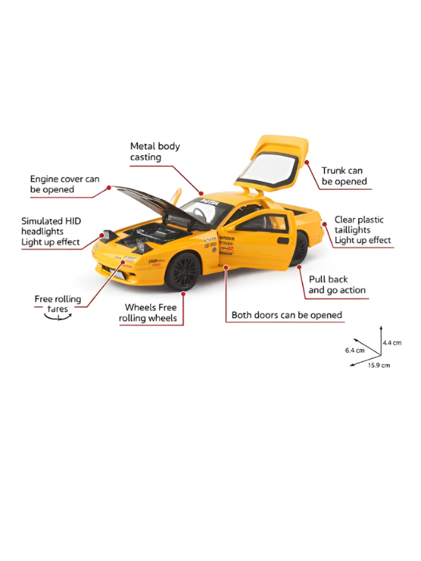 Mazda RX-7 Alloy Diecast Model Car 1:32 Scale Collectible Toy Vehicle White LMI15612.