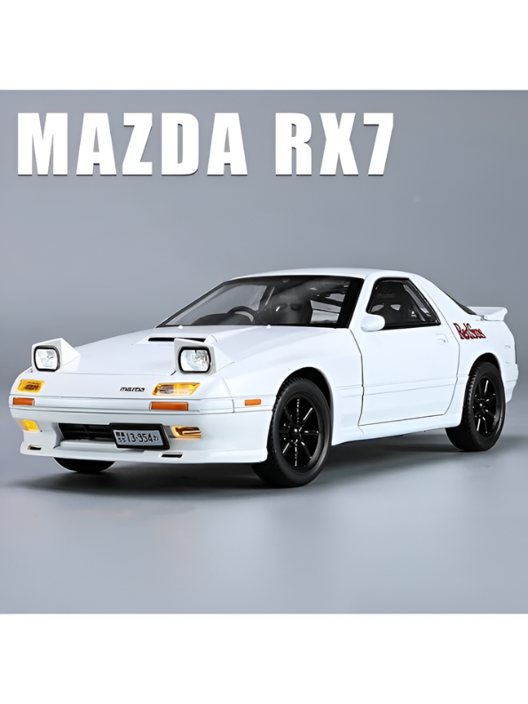 Mazda RX-7 FC3S Diecast Model Car 1:24 Scale Collectible Metal Car White TV6217.