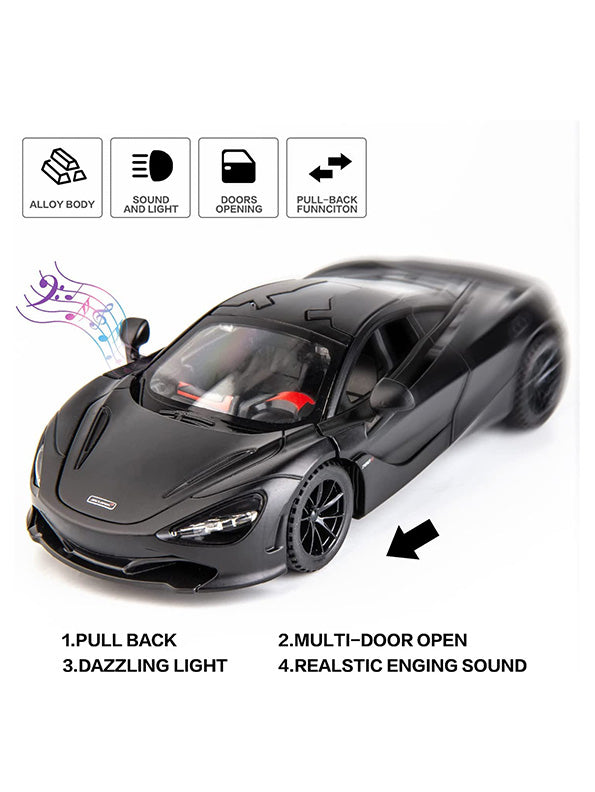 McLaren 720s Metal Model Diecast Car Black Scale 1:32 (T-M-15)