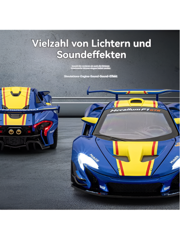 McLaren P1 GTR Diecast Car 1:22 Scale | Blue Metal Alloy Model Racing Car MD584
