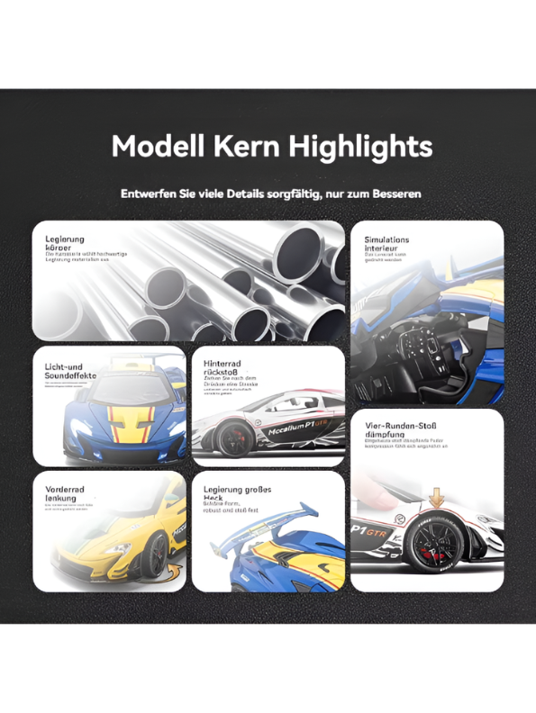 McLaren P1 GTR Diecast Car 1:22 Scale | White Metal Alloy Model Racing Car MD584