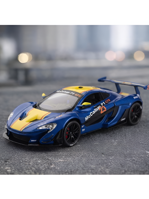 McLaren P1 GTR Diecast Car 1:22 Scale | Blue Metal Alloy Model Racing Car MD584