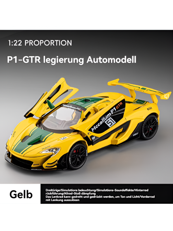 McLaren P1 GTR Diecast Car 1:22 Scale | Metal Alloy Model Racing Car MD584