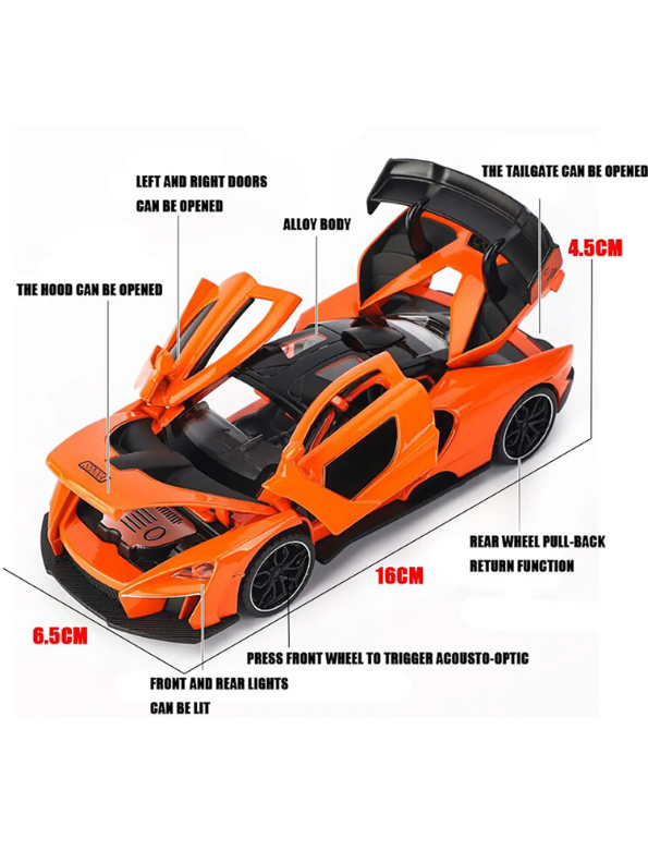 McLaren Senna Diecast Metal Car 1:32 Scale Alloy Model Supercar Orange LMI16112.