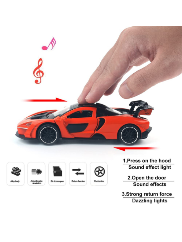 McLaren Senna Diecast Metal Car 1:32 Scale Alloy Model Supercar Orange LMI16112.