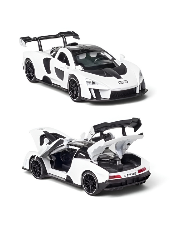 McLaren Senna Diecast Model Car | White 1:32 Scale Alloy Diecast Car with Acrylic Display Box MD564