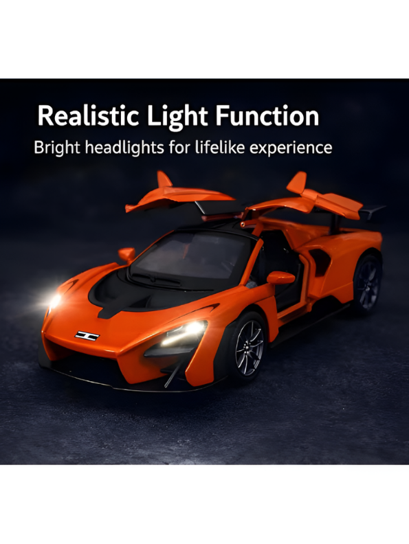McLaren Senna Diecast Model Car | Orange 1:32 Scale Alloy Diecast Car with Acrylic Display Box MD564