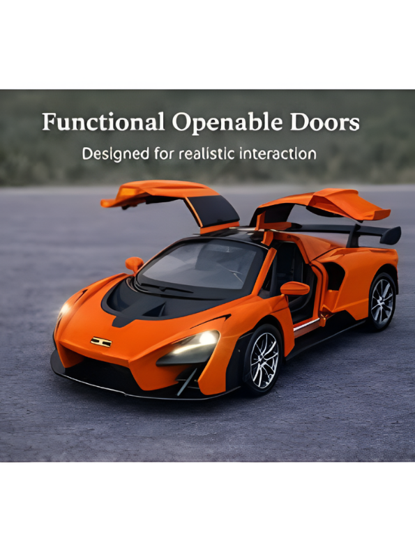 McLaren Senna Diecast Model Car | Orange 1:32 Scale Alloy Diecast Car with Acrylic Display Box MD564