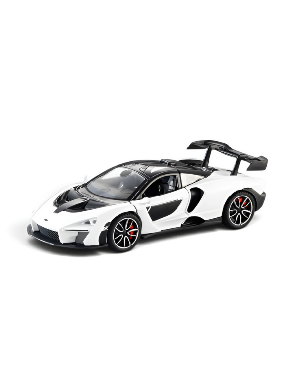 McLaren Senna Diecast Model Car | White 1:32 Scale Alloy Diecast Car with Acrylic Display Box MD564