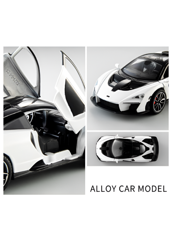 McLaren Senna Diecast Model Car | White 1:32 Scale Alloy Diecast Car with Acrylic Display Box MD564