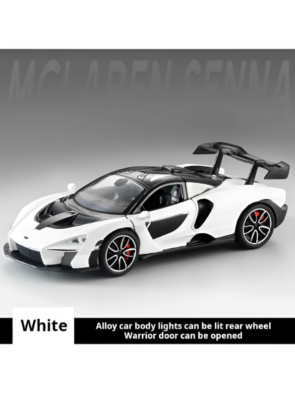 McLaren Senna Diecast Model Car | White 1:32 Scale Alloy Diecast Car with Acrylic Display Box MD564