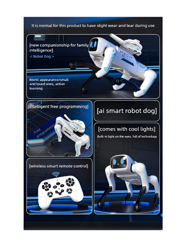 Mech Guardian AI Robot Dog with App & Remote Control, Smart Robotic Pet with LED Lights, Voice Control & STEM Learning TV5617.