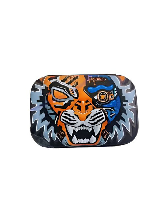 Orange - MechaRoar – Robotic Tiger Face Pouch for Kids | Single Chain Pencil Case | Futuristic & Wild Animal Theme Bag NOV8743.