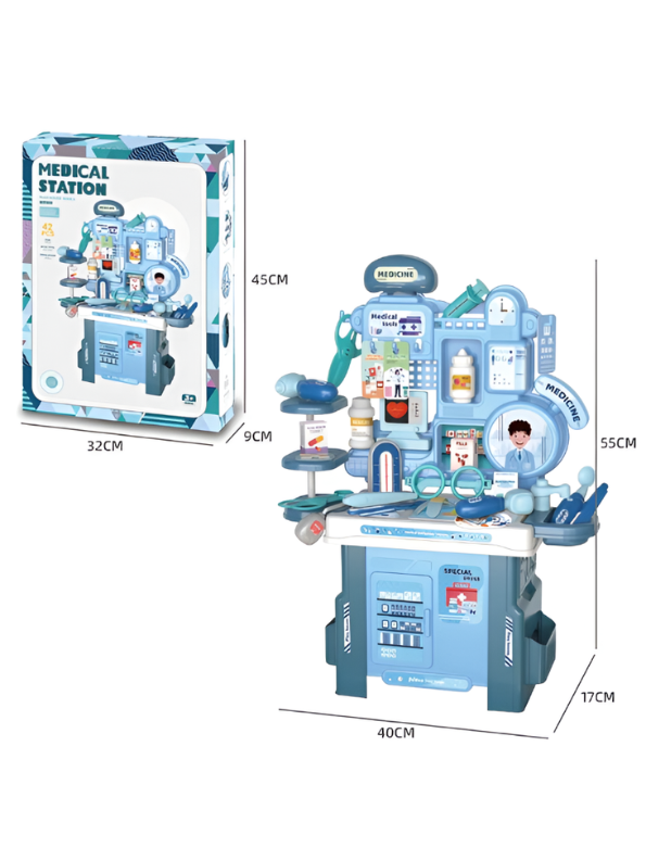 Medical Station Play Set – Pretend Play Doctor & Nurse Roleplay Toy with Simulation Medical Equipment & Storage Shelves TV2168
