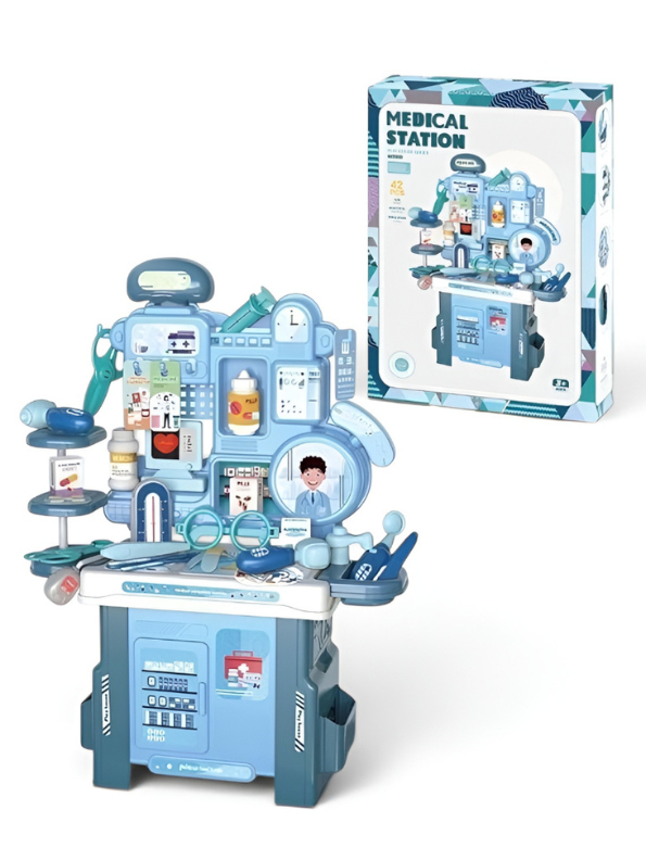 Medical Station Play Set – Pretend Play Doctor & Nurse Roleplay Toy with Simulation Medical Equipment & Storage Shelves TV2168