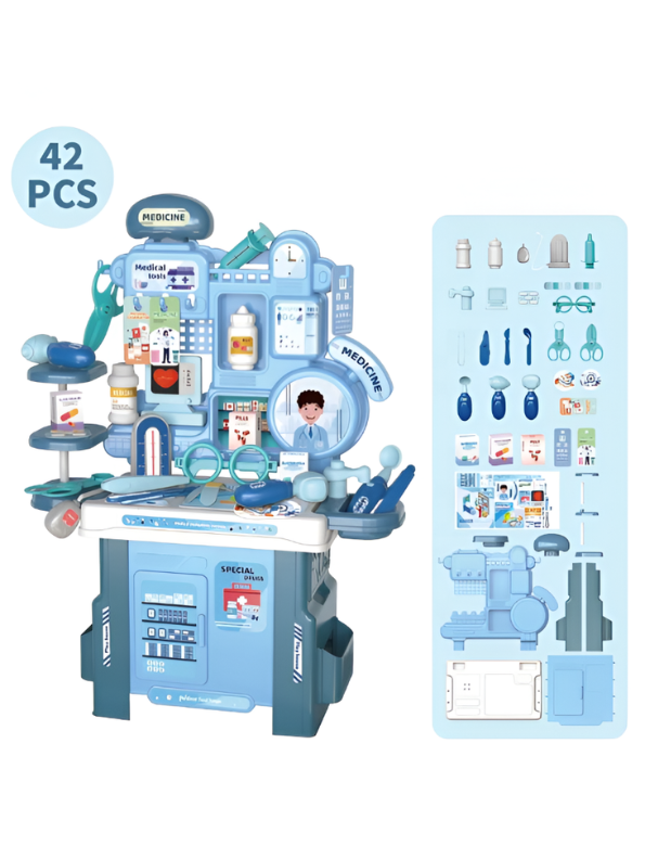 Medical Station Play Set – Pretend Play Doctor & Nurse Roleplay Toy with Simulation Medical Equipment & Storage Shelves TV2168