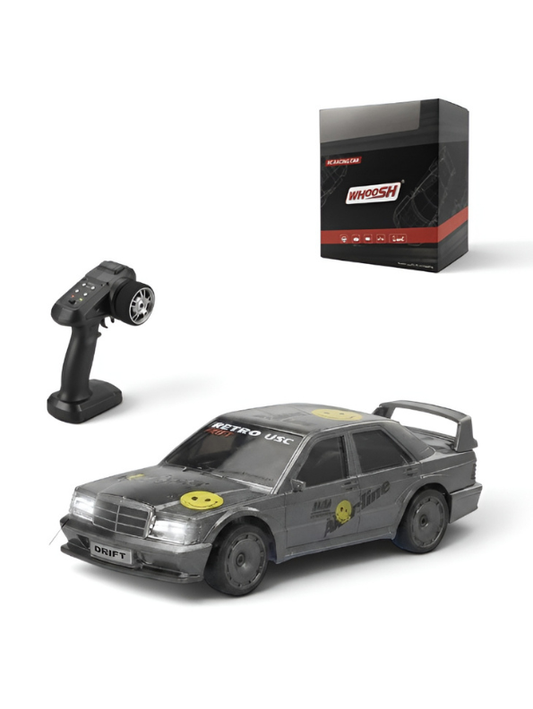 Mercedes-Benz 190E Evo Grey RC Drift Car with LED Lights & Remote Control MD574