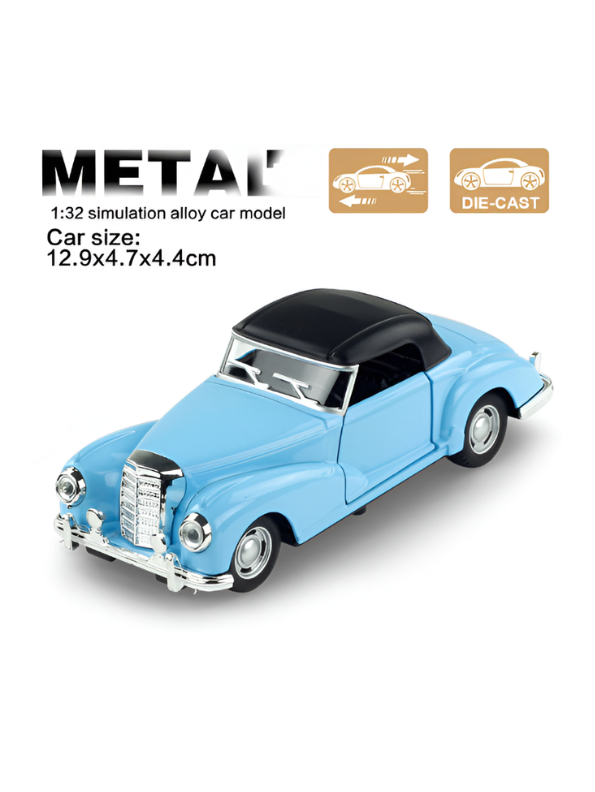 Mercedes-Benz 300S Cabriolet 1:32 Scale Diecast Model Car – Classic Luxury Vintage Collectible Replica Blue TV6530.