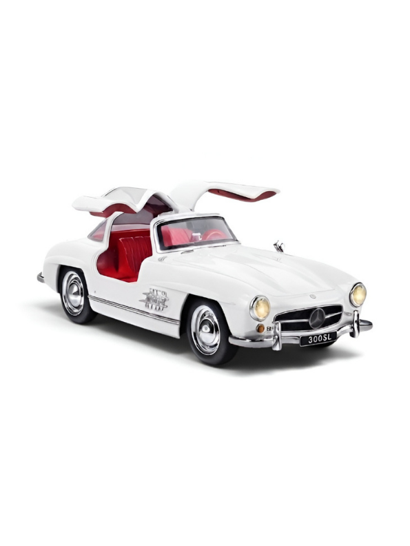 Mercedes-Benz 300SL White Diecast Alloy Model Car 1:32 Scale with Acrylic Display Box MD26