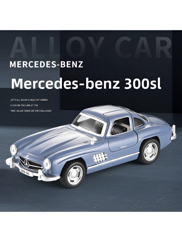 Mercedes-Benz 300SL Blue Diecast Alloy Model Car 1:32 Scale with Acrylic Display Box MD26