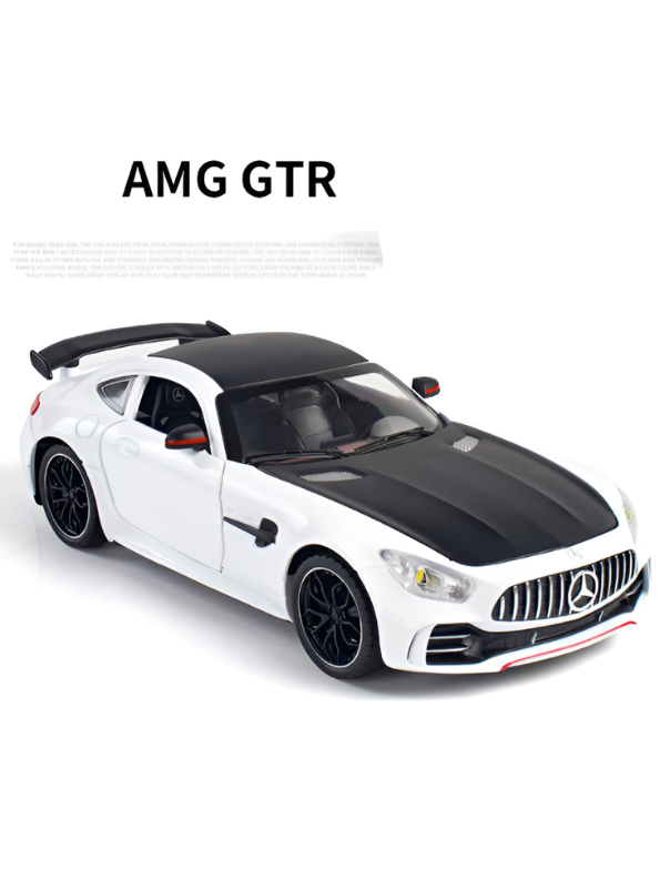 Mercedes-Benz AMG GT R 1:24 Scale Diecast Model Car – White & Black Collectible Model.