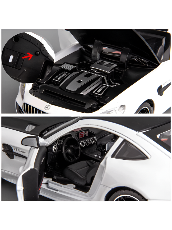 Mercedes-Benz AMG GT R 1:24 Scale Diecast Model Car – White & Black Collectible Model.