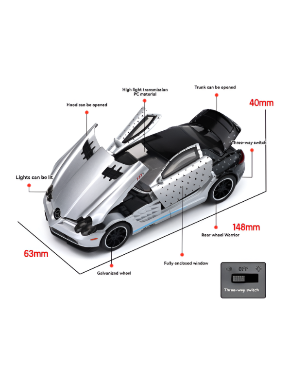 Mercedes-Benz SLR 722 S 1:32 Scale Die-Cast Metal Toy Car MD21.