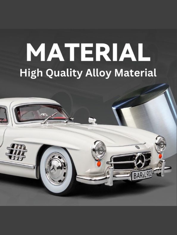Mercedes Benz 300 SL Gullwing Model Diecast Car Scale 1:24 - Snowflake White  - Acrylic Transparent Box