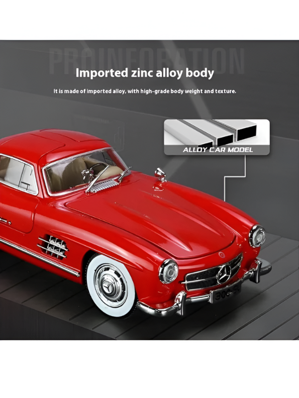Red - Mercedes Benz 300 SL Gullwing Metal Diecast Car Scale 1:36 - Silver  TV5955.