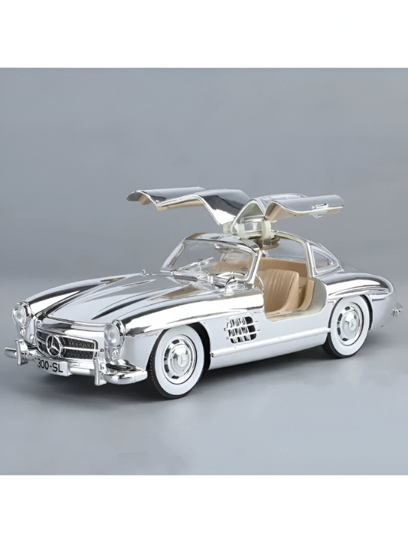 Silver - Mercedes Benz 300 SL Gullwing Metal Diecast Car Scale 1:36 TV5955.