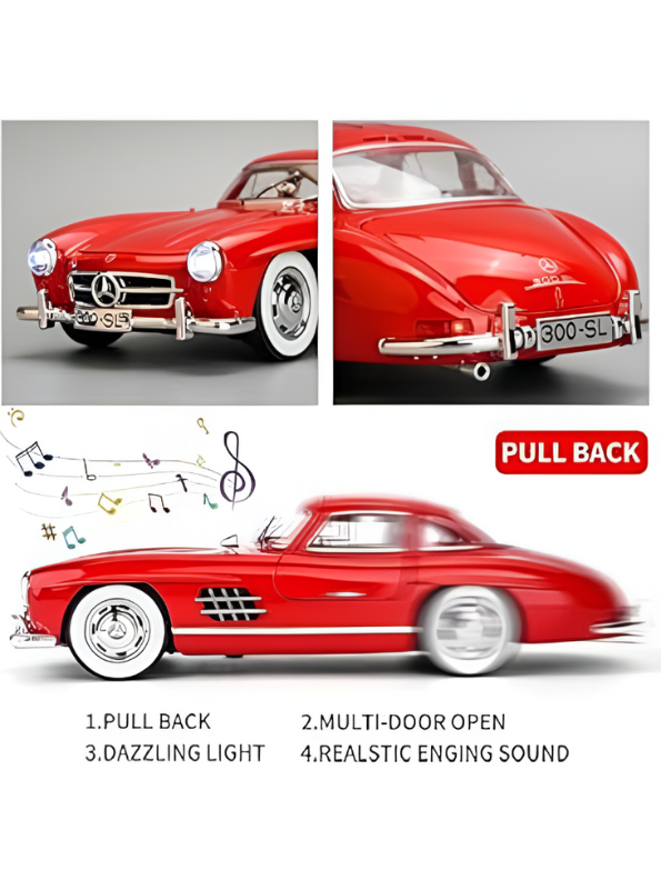 Red - Mercedes Benz 300 SL Gullwing Metal Diecast Car Scale 1:36 - Silver  TV5955.