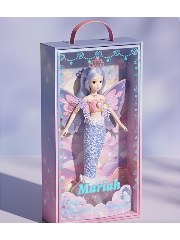 Magical Mermaid Fairy Doll Toy "Mariah" w/ Purple Butterfly Wings, Crown Princess NX13133