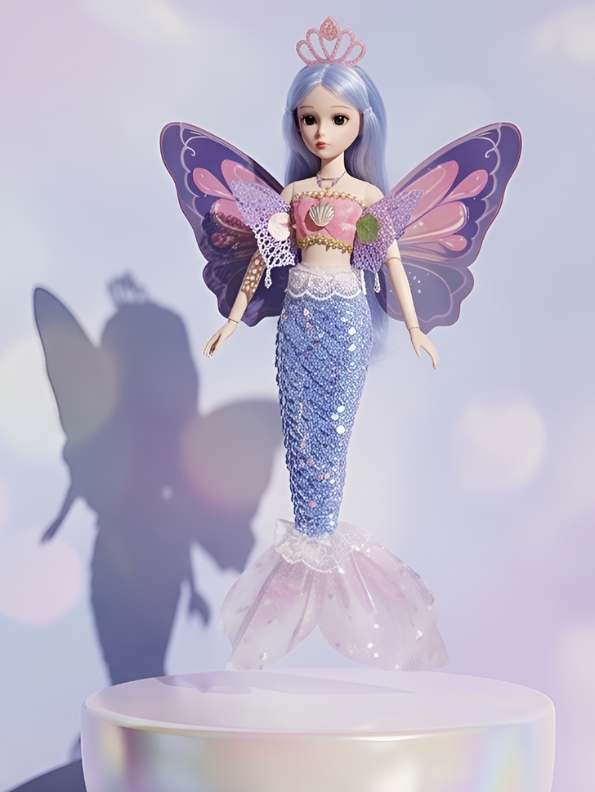 Magical Mermaid Fairy Doll Toy "Mariah" w/ Purple Butterfly Wings, Crown Princess NX13133