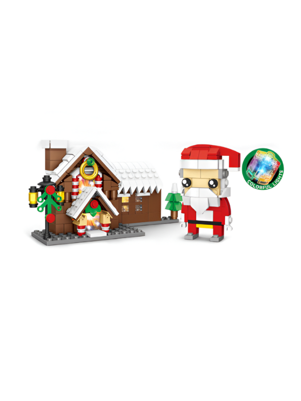Merry Christmas Santa House Building Blocks Set – Mini Christmas Tree with Colorful Lights with Santa Figurine TV5834.