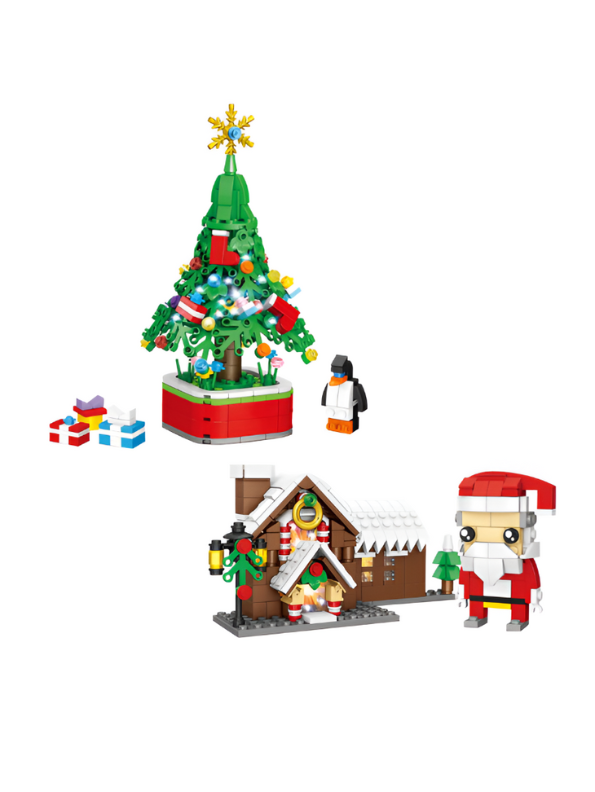 Merry Christmas Santa House Building Blocks Set – Mini Christmas Tree with Colorful Lights with Santa Figurine TV5834.