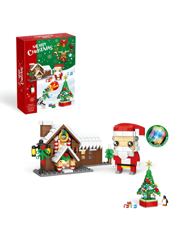 Merry Christmas Santa House Building Blocks Set – Mini Christmas Tree with Colorful Lights with Santa Figurine TV5834.