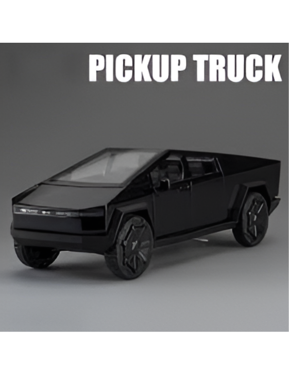 Metal Cyber Pickup Truck Toy Black – Friction Powered Pull-Back Alloy Car Model with Realistic Details LMI15425